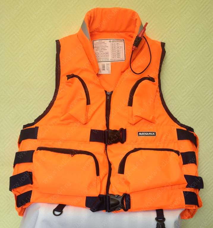 Жилет спасательный с карманами (оранжевый) от магазина Лодка Плюс